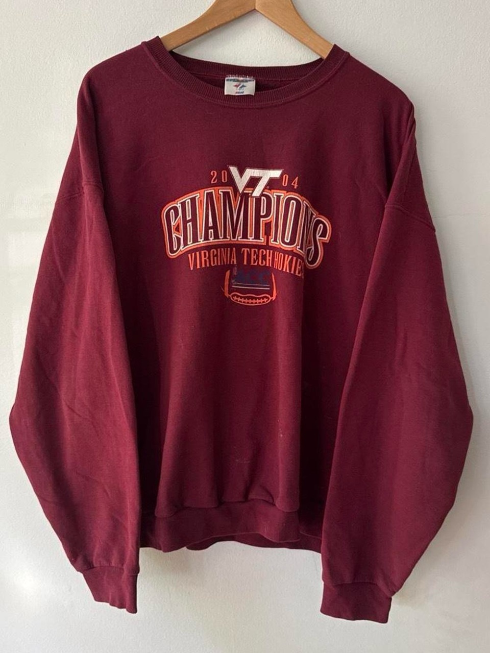 Vintage 90s Jerzees Virginia Tech 2004 Champions Sports Crewneck Sweatshirt
